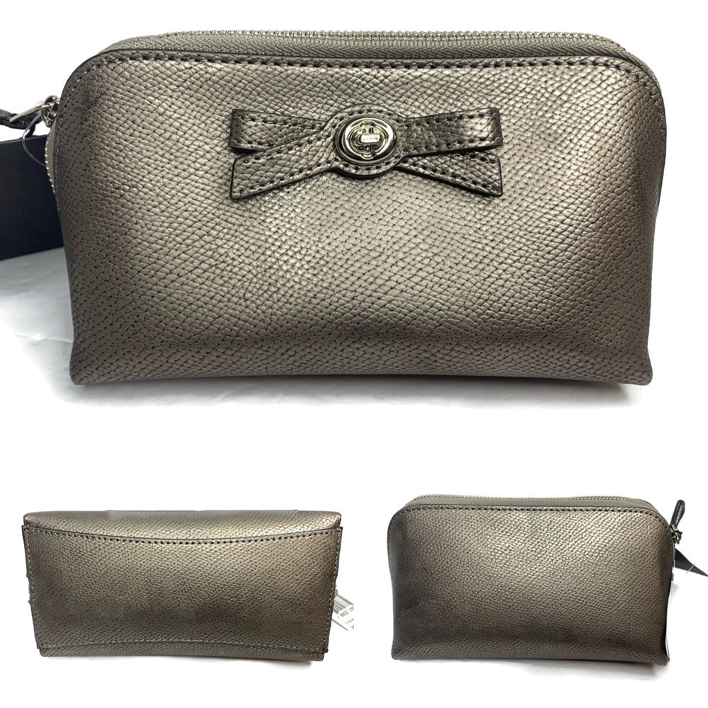 Coach Gunmetal Turnlock Bow Cosmetic Bag Box Set - Picture 4 of 8